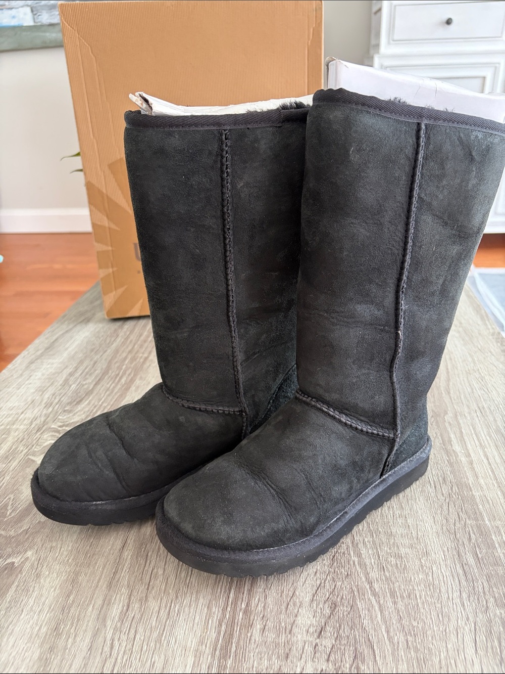 UGG Black Tall Suede Pull-On Boots